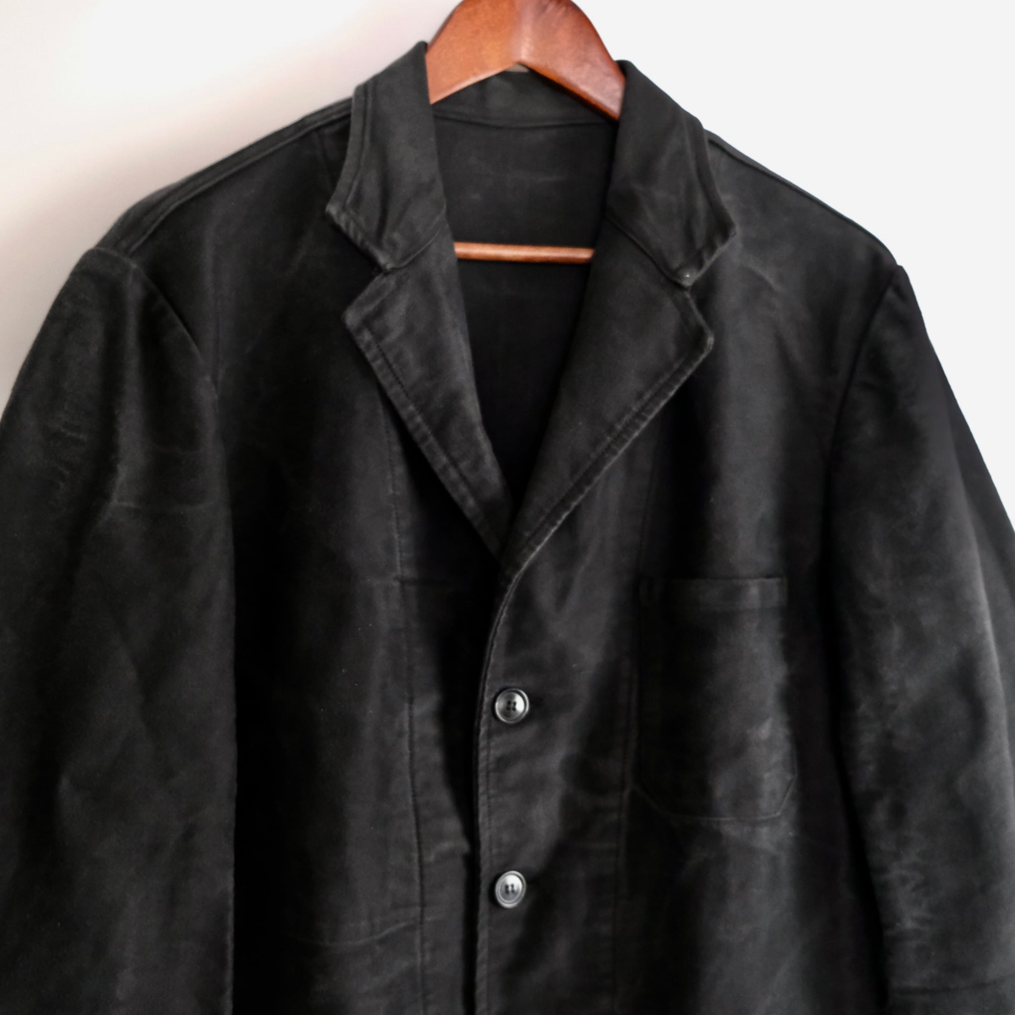 【未使用】フレンチ ヴィンテージ ブラックモールスキン カバーオール ジャケット