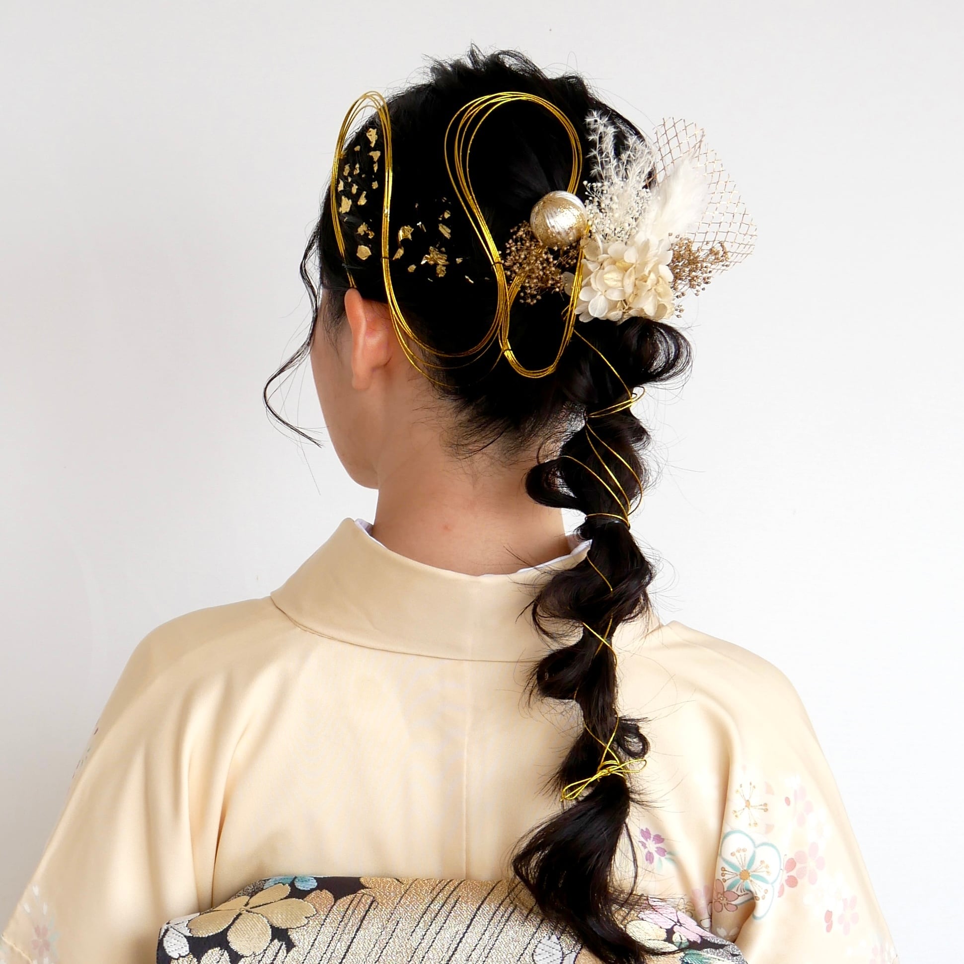 髪飾り 水引 成人式 卒業式 結婚式 振袖 袴 金箔シート 紐アレンジ 4