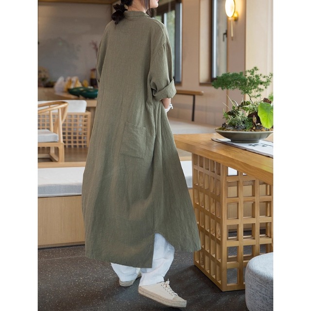 ロングシャツワンピース アウター　ストレートシルエット　3color  00250