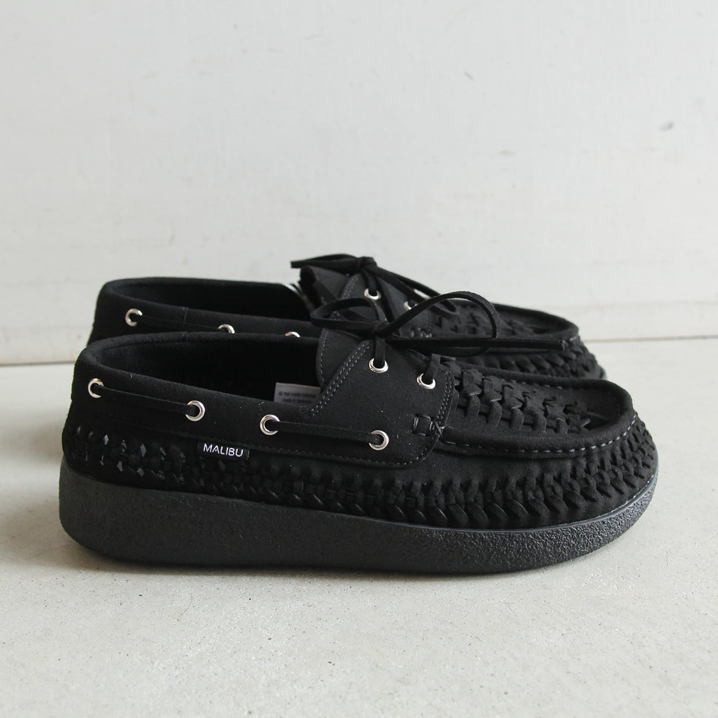 MALIBU SANDALS/マリブサンダル SKIPPER BOAT SHOE (BLACK/BLACK