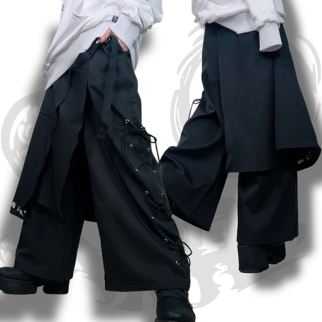 フラップ付き3POCKET BRAID WIDE PANTS