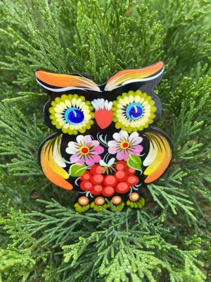 ペトリキフカ塗りのマグネット 梟（Khomenko製作）