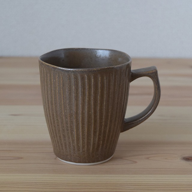 受注生産【波佐見焼 瑞幸窯】しのぎ（栗）マグカップ