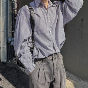 ブラックストライプカジュアルシャツ　0827