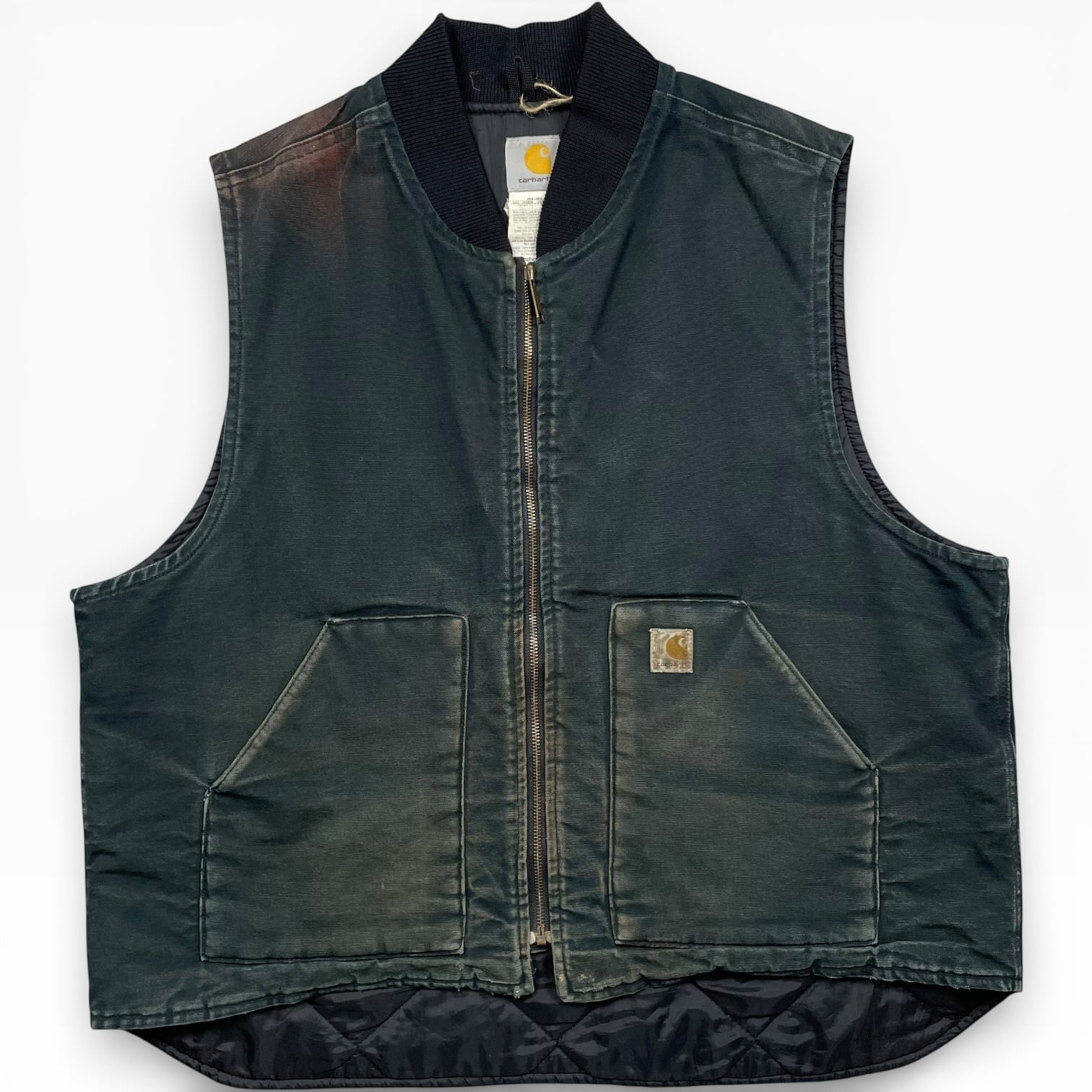 XL》Carhartt カーハート ダックベスト ワンポイントロゴ フェード