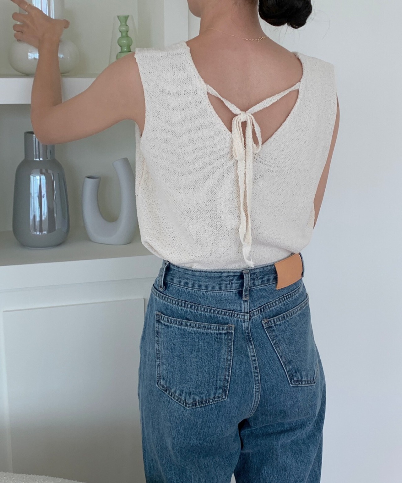 fountain tank top(ivory/blue/beige)