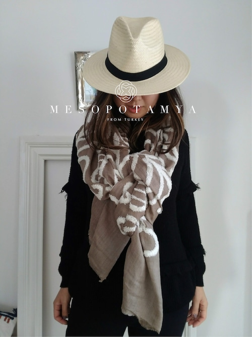 Cashmere 100% Jaquard Shawl MESOPOTAMIA カシミア100%ジャガード大判ショール メソポタミア