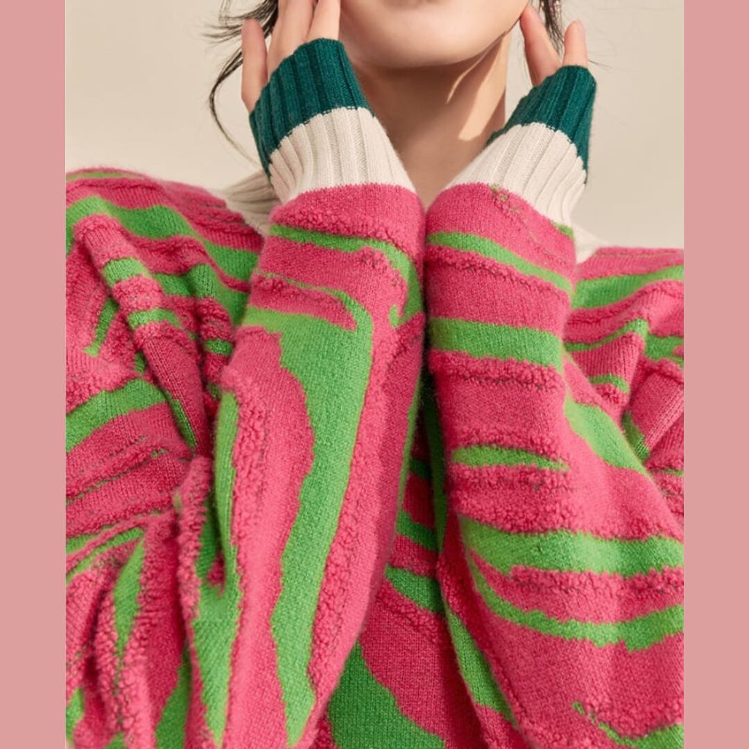 Pink & Green Zebra Knit S0128