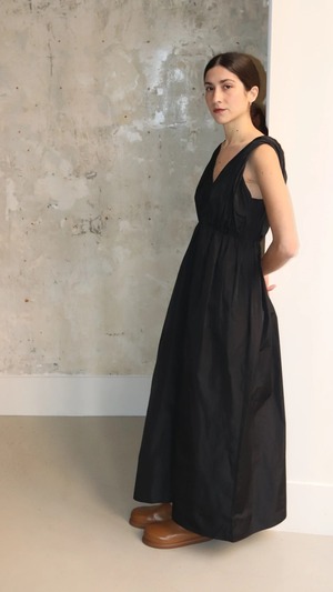 SOFIE D'HOORE -DIABOLO- dress slvless crossed w waist elastic, belt(polyester) :BLACK