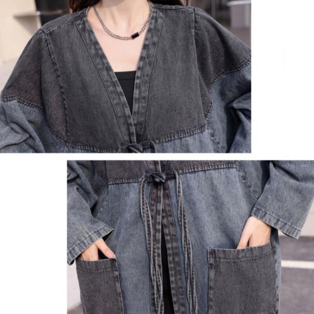 Two Color Denim Long Coat / ツーカラー デニム ロング コート