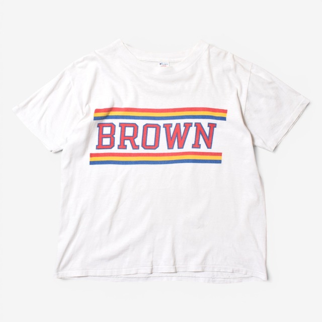 80s Champion "BROWN" カレッジ プリント Tシャツ USA製