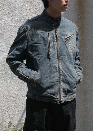 Faded design zip denim jacket