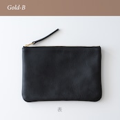 革のフラットポーチL Black