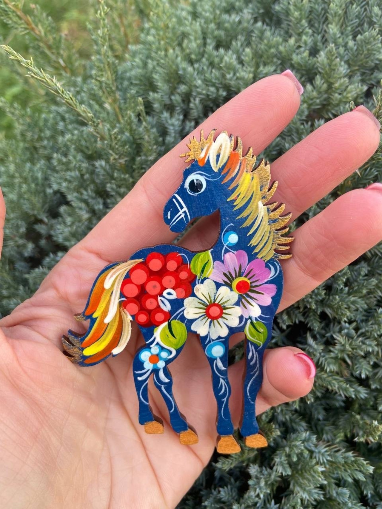 ペトリキフカ塗りのマグネット 2026/午年モデル　馬（Khomenko製作） - 2