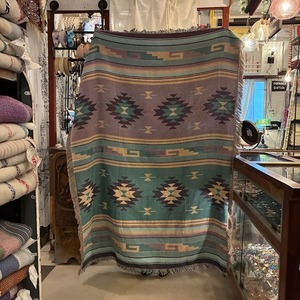 TOPANGA Homefurnishing Tribal throwket　トライバルスローケット　130×180cm　M　グリーン　オレンジ　ソファカバー　ベッドカバー　ブランケット　カーテン