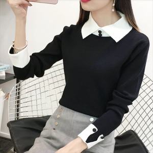 【送料無料】 トップス 4色 セーター 袖あり 長袖 クルーネック プルオーバー バイカラー かわいい 大人可愛い 大人女子 こなれ感 シンプル カジュアル 大人 上品 おしゃれ お洒落 ラフ コンサバ エレガント 無地 冬 30代 40代 レディース 女性用 ママ ママ服 ママファッション デート お出かけ お茶会 女子会 授業参観 着回し プチプライス カラバリ デイリーユース 普段使い 韓国 韓国系 ファッション コーデ スタイル 楽ちん あったか 暖かい 定番アイテム 着痩せ フリーサイズ