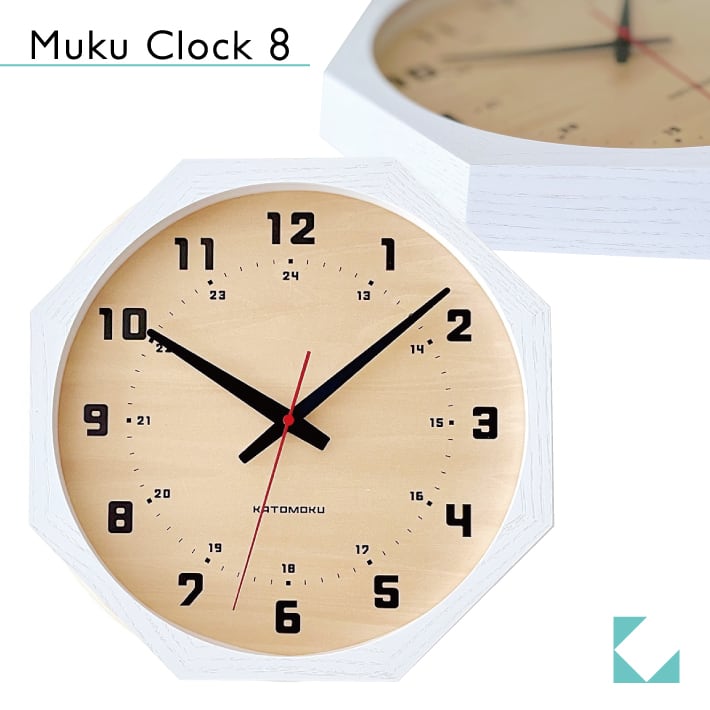 KATOMOKU muku clock 8 八角形 ホワイト km-81WH8