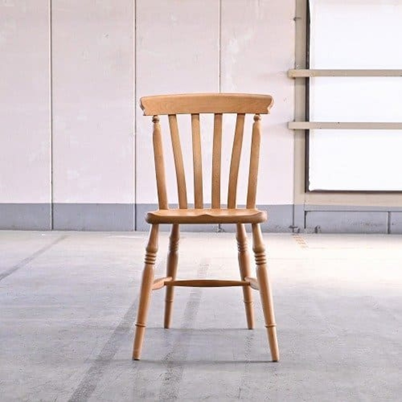 THE PENNY WISE ビーチ無垢材 5万「スラットバックチェア」ダイニングチェアa 格子 ブナ無垢材 ペニーワイズ 椅子 カントリー ナチュラル【中古家具/中古インテリア/USED家具ユーズド家具/リサイクル】