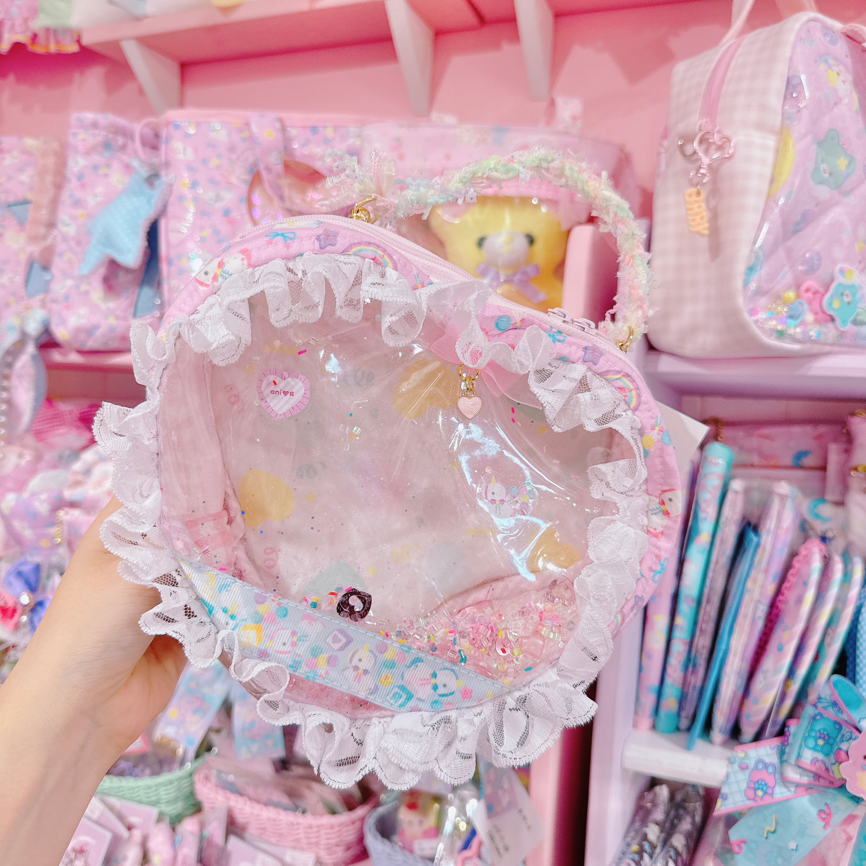 【K2】84-10ハート型バッグ風ぬいぐるみポーチ