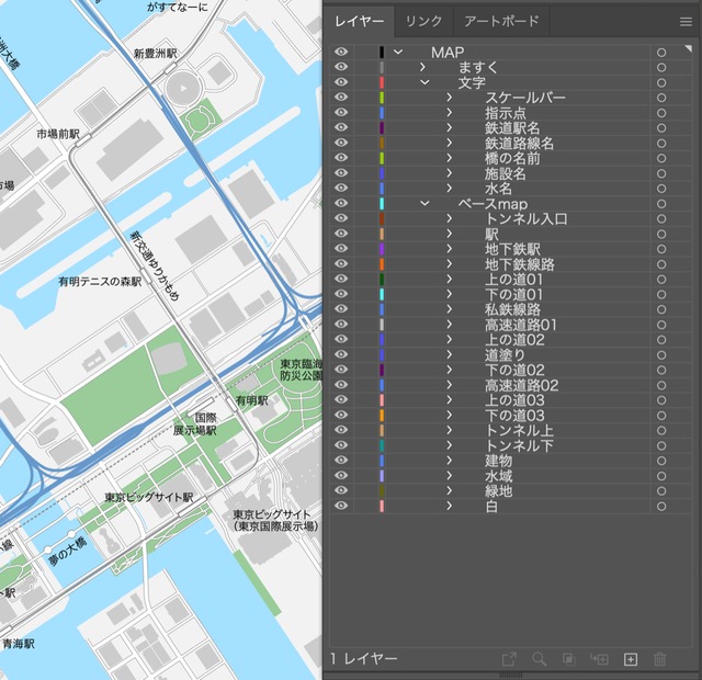 東京 豊洲 お台場 イラストレーターデータ Eps 地図素材をダウンロードにて販売するお店 今八商店