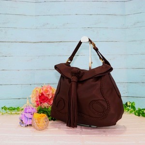 Mulberryマルベリー ワンショルダーバッグ 大ぶりフリンジ 茶色 本革