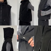Wzipフリースフーディーvest/ブラック