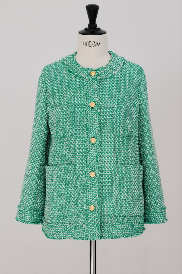 tweed no-collar jacket 23SS03