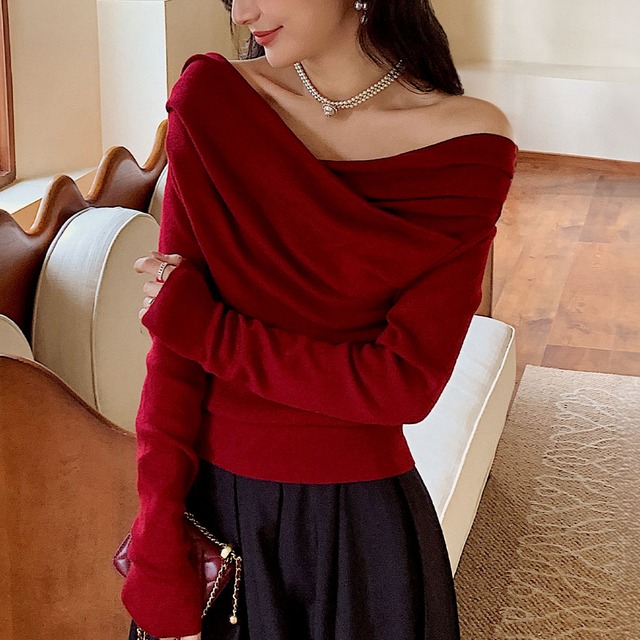 長袖 オフショルダー カットソー 00584