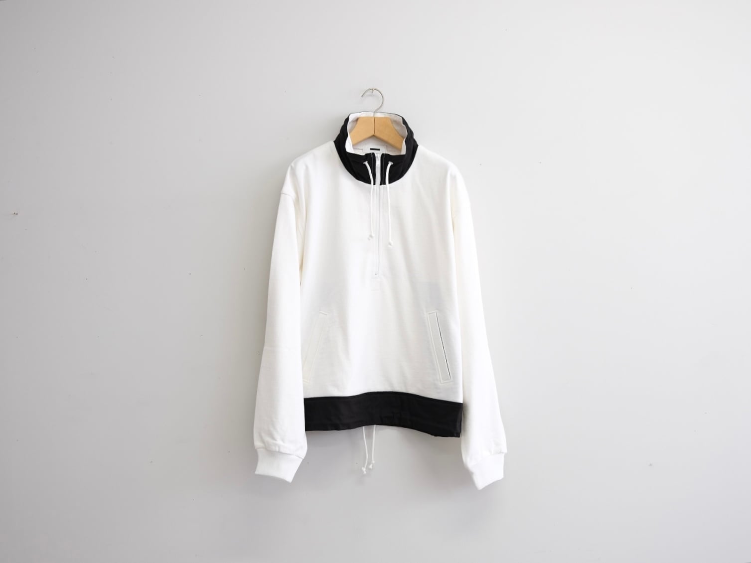 REVERBERATE / STAND COLLAR ZIP SHIRT/長袖シャツ/--/コットン/BLK REVERBERATE” STAND COLLER HALF ZIP SWEAT WHITE/BLACK” | Lapel