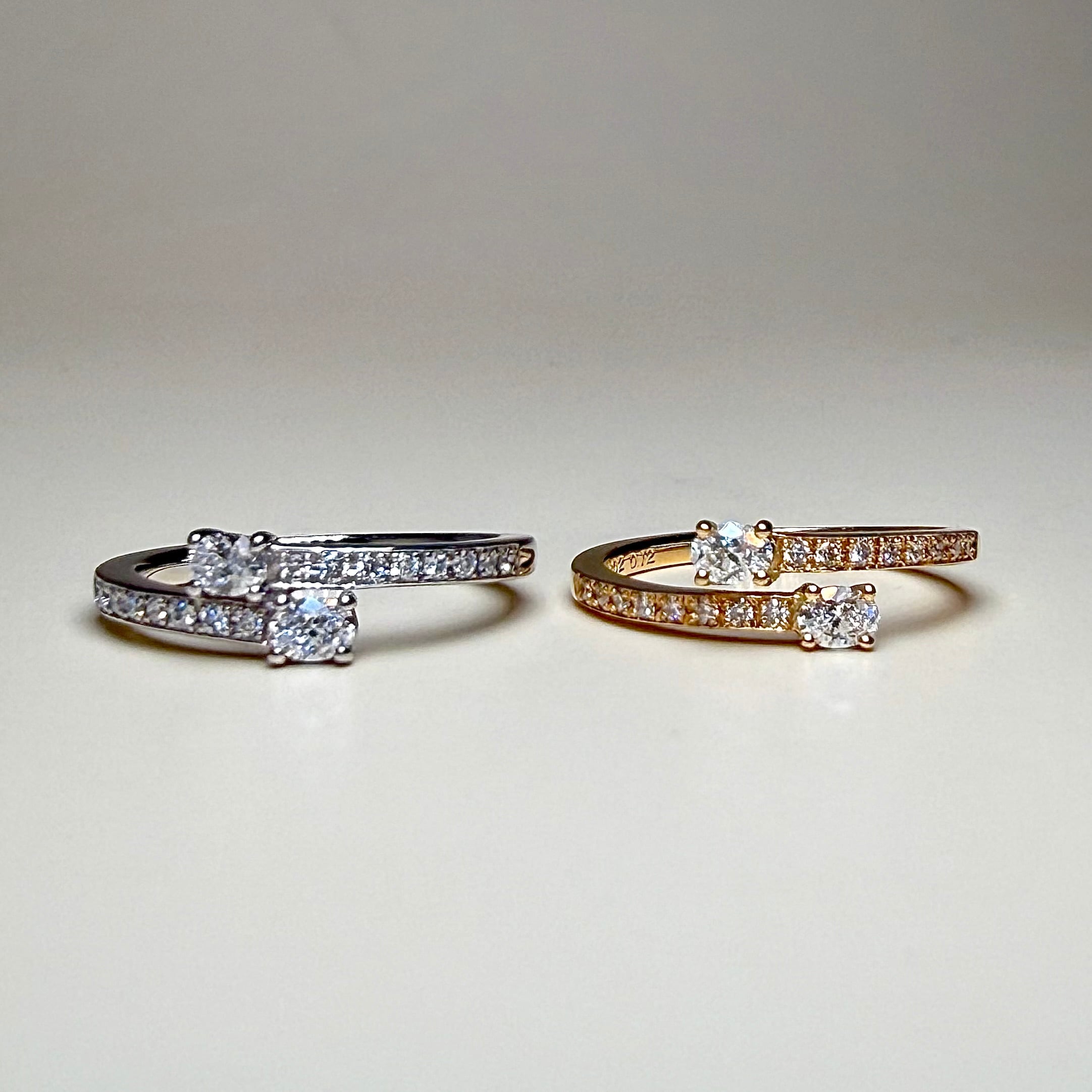 Wオーバルカット ダイヤモンドリング 0.20ct K18イエローゴールド / プラチナ チェカ 鑑定書