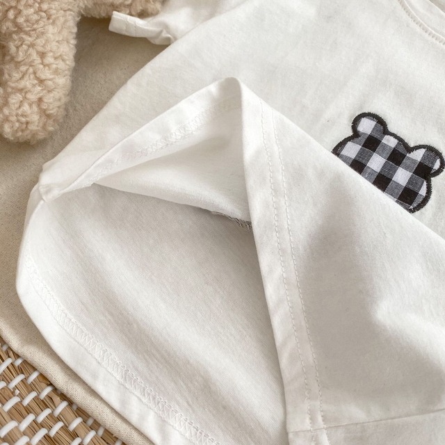 【BABY】チェックくま半袖Tシャツ - 6