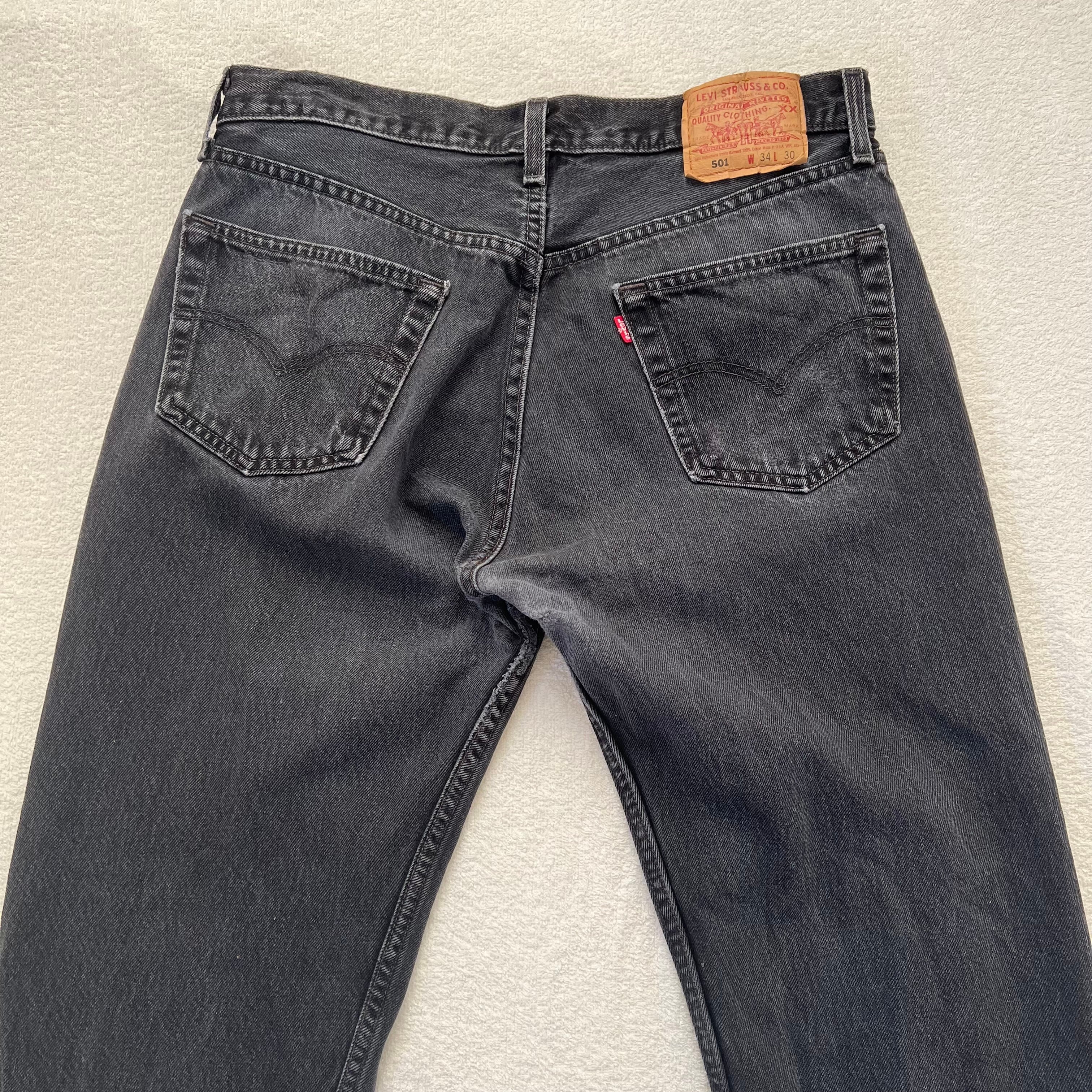 Levi's 501 USA製 W34 リーバイス ブラック デニム ダメージ