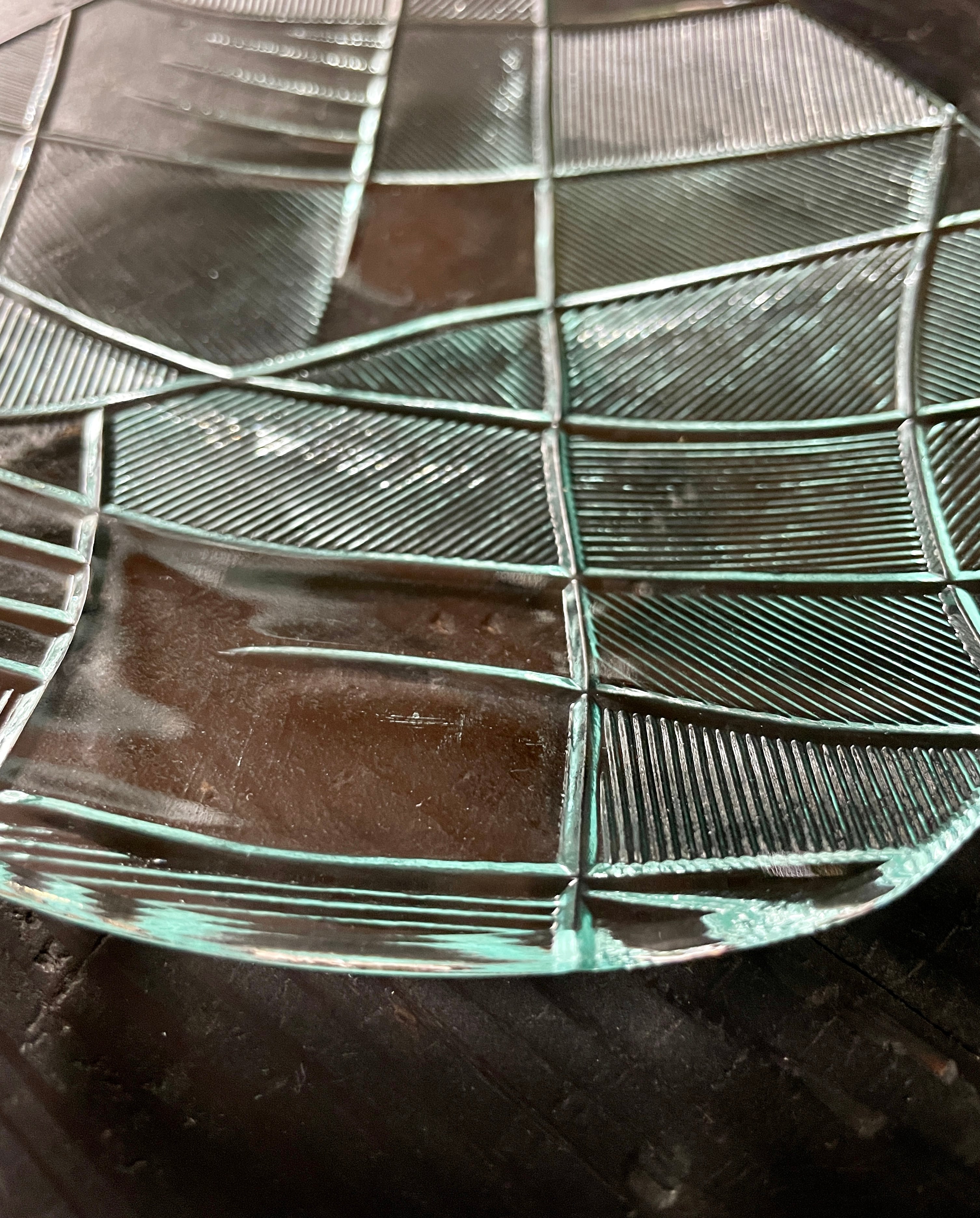 昭和型板ガラス「のみち」4mm厚 六角丸皿 大（Φ180mm） | 旭屋ガラス店