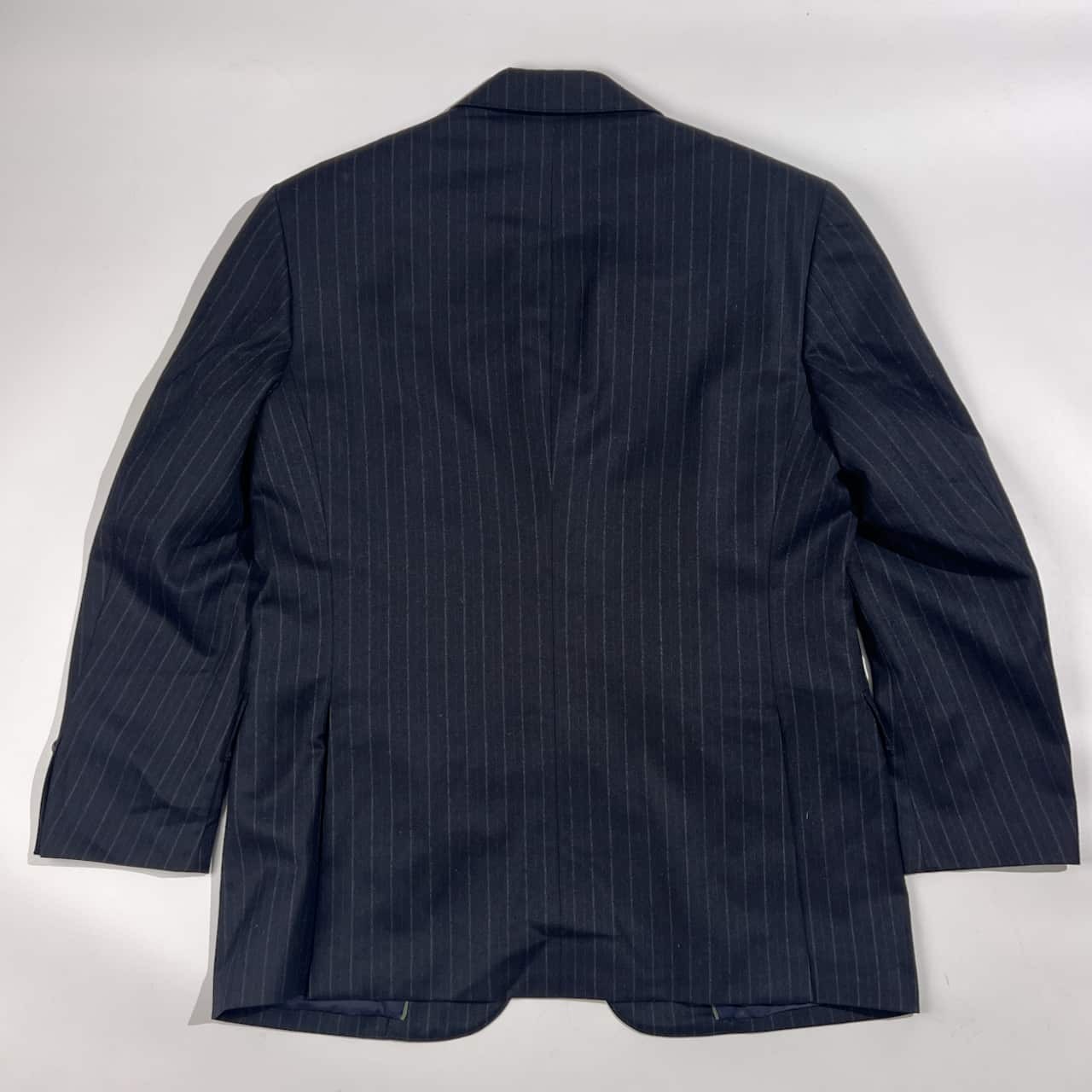 上下 J.PRESS ジェイプレス セットアップ ストライプ テーラードジャケット 裾ダブル スラックス スーツ /ダークグレー ブラック系 メンズ カシミヤ混