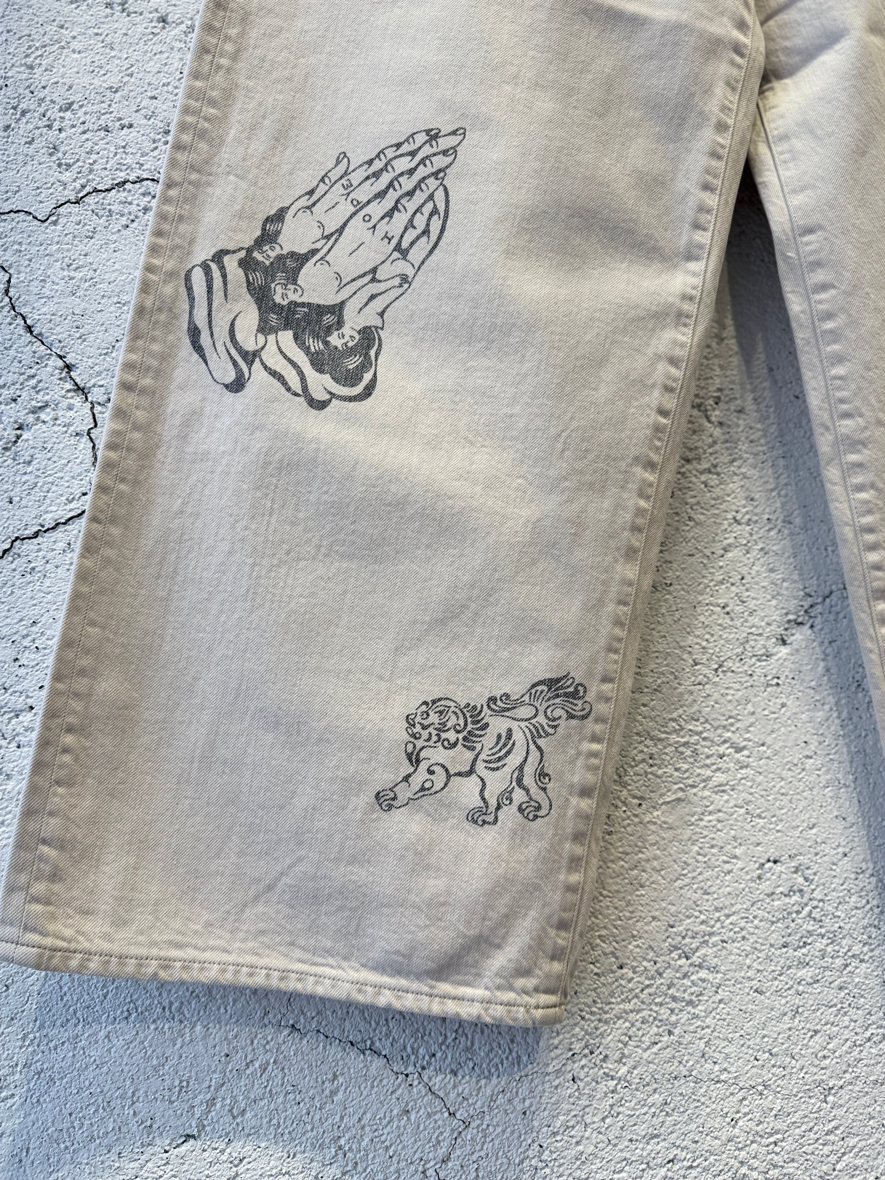 SUGARHILL / TATTOO FLASH PRINT MODERN DENIM WIDE CUT / ECRU | ふぁいん