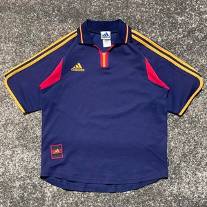 【Mサイズ】00's adidas スペイン代表モデル ロゴ刺繍 3ライン 古着 ポロシャツ