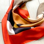 スカーフ　オレンジフレーム　幾何学模様　レトロ四角モチーフ　 12accs19