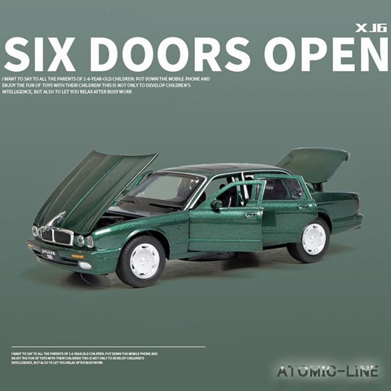 ジャガー XJ6 1/32 ミニカー 全3色 ライト点灯 エンジンサウンド 合金
