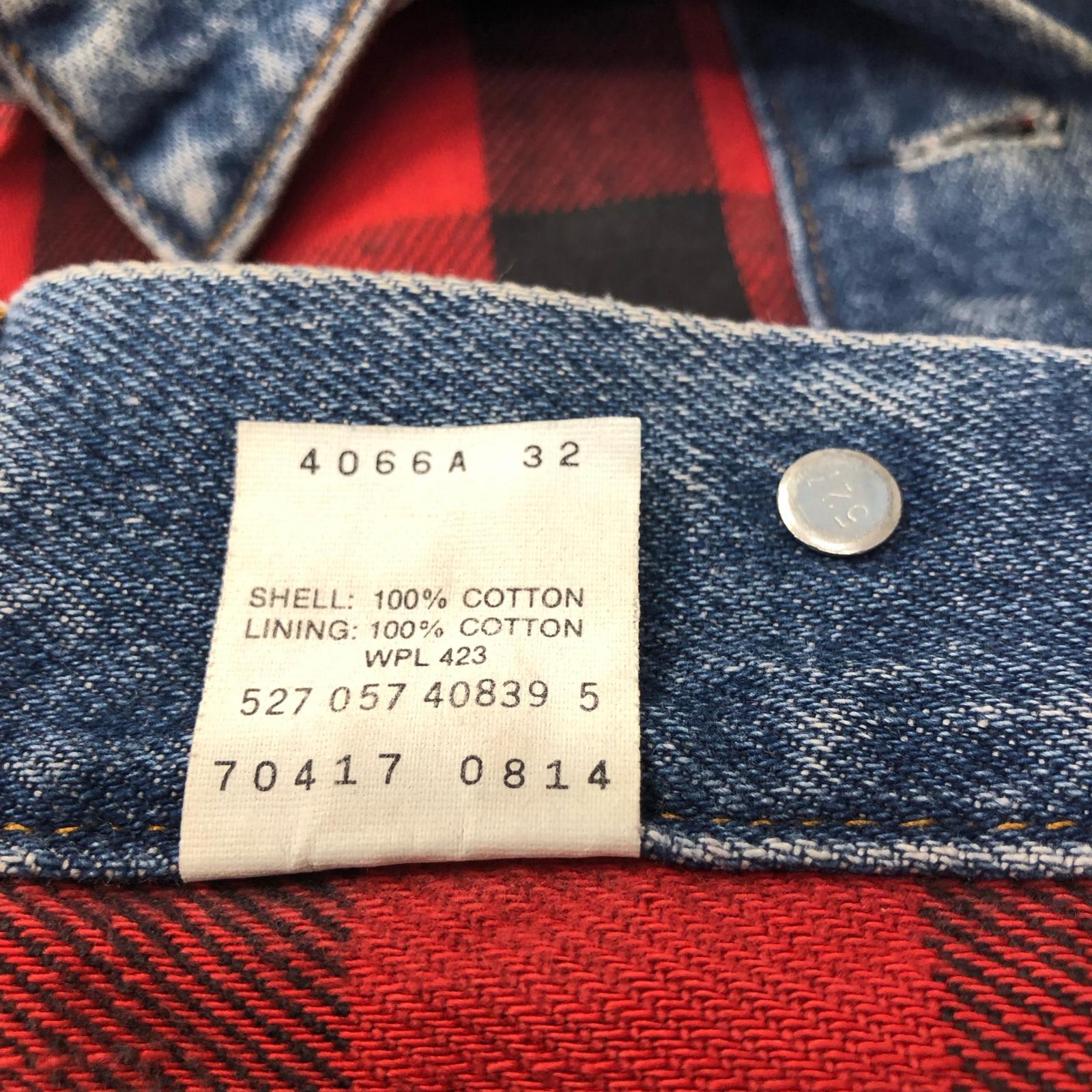 92年USA製リーバイス 70417 Gジャン Lサイズ 黒赤チェック 90's Levi's 70417 赤黒ブロックチェック ネルライナー ブラック