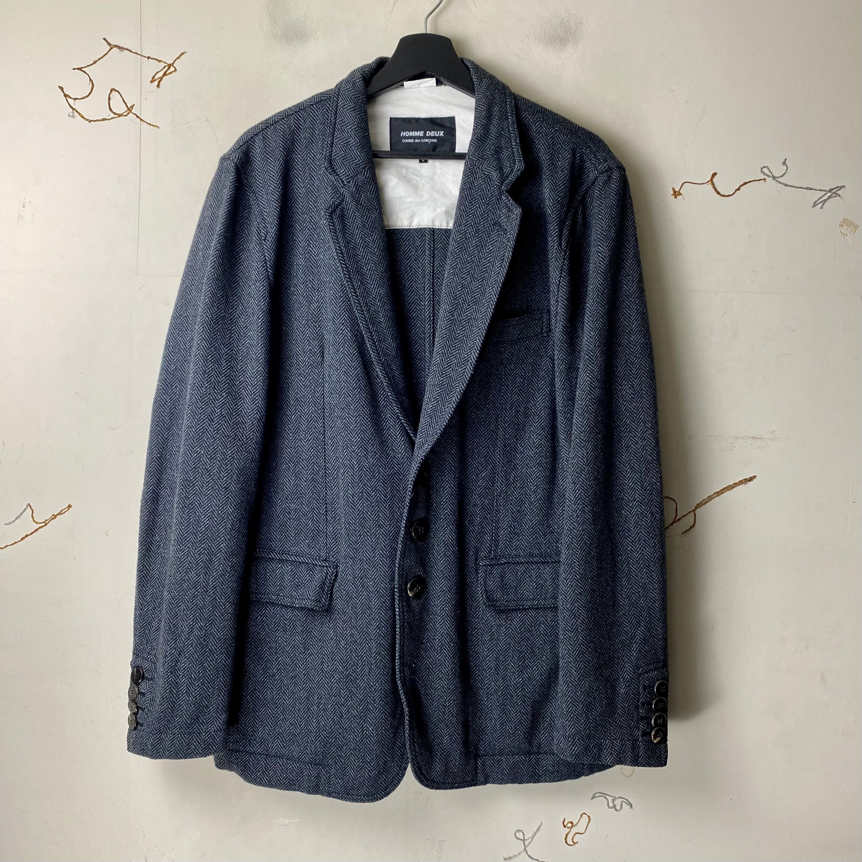 2014AW COMME des GARÇONS HOMME DEUX herringbone wool tailored 