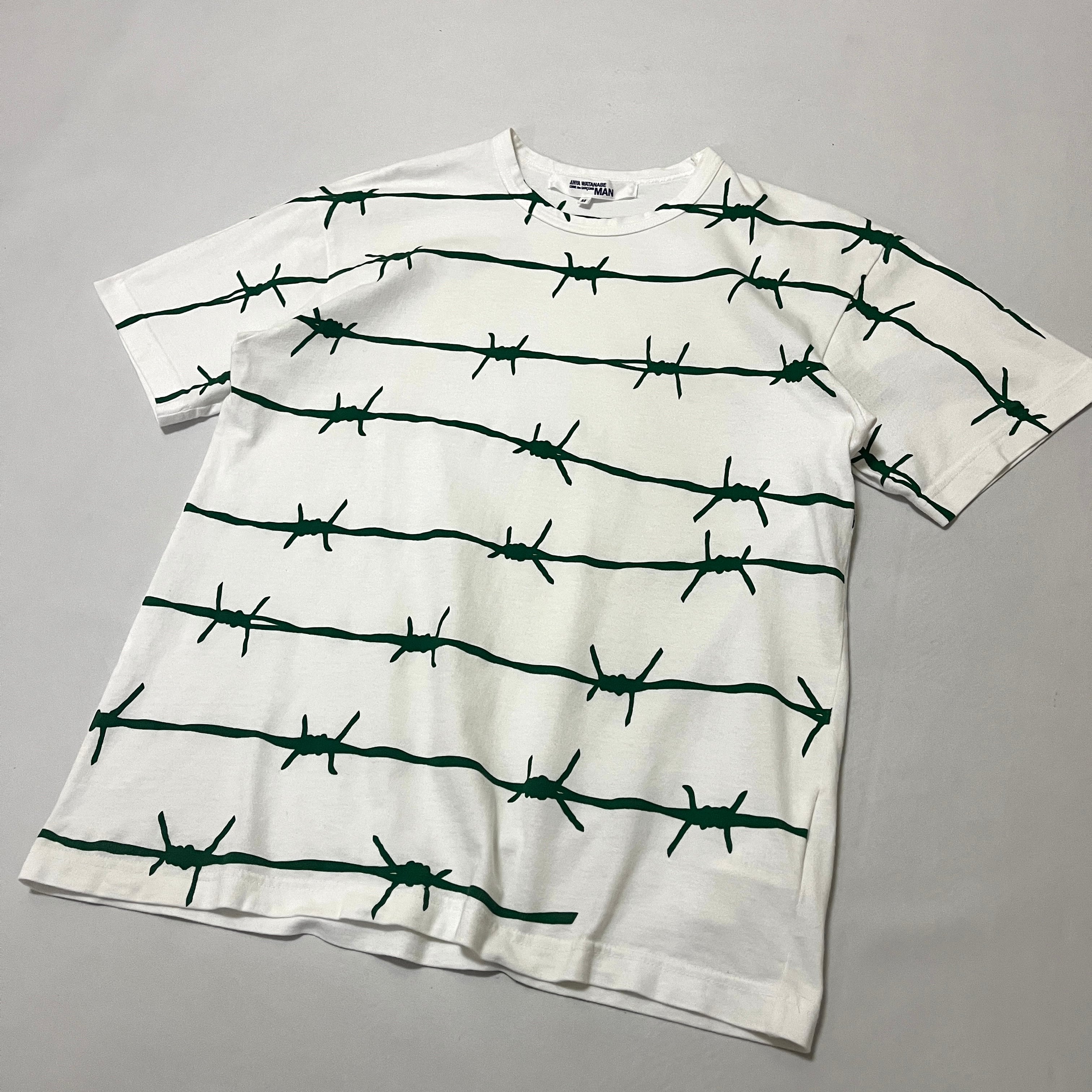 04ss JUNYA WATANABE MAN 有刺鉄線 プリントデザイン Tシャツ ジュンヤ
