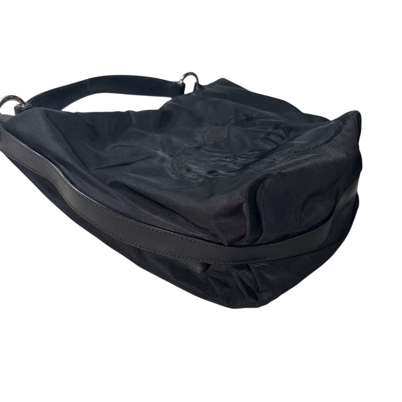 PRADA black nylon hobo bag