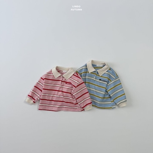 【取寄】lindo|embroidery collar tee|刺繍カラーTシャツ|XS-XL|kids|26 autumn