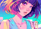 Bob Girl Ⅱ｜レトロポップなボブヘア女性アートポスター｜淡いパステルが描くシティポップな大人かわいいインテリアA2ポスター