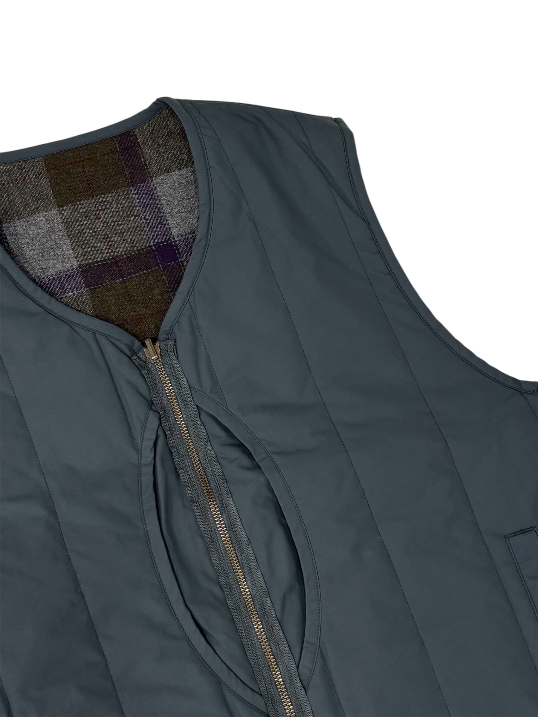 PWA】REFINE-WOOL CHK RV VEST - CHARCOAL | standlobby
