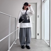 ボートネックモノクロフォトロンTee/ホワイト