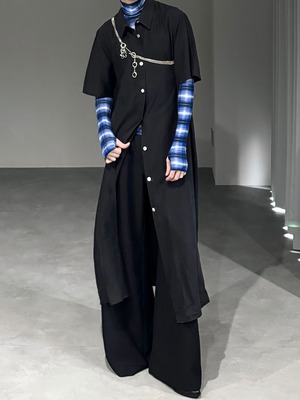 maxi long shirt / black