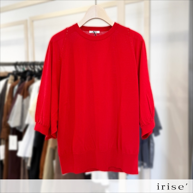 irise(イリゼ) ドルマン風ボリューム袖ニットプルオーバー t9032 55.レッド