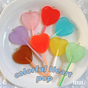 【2個セット】デコレーションパーツ キーホルダー キャンディ ハート カラフル