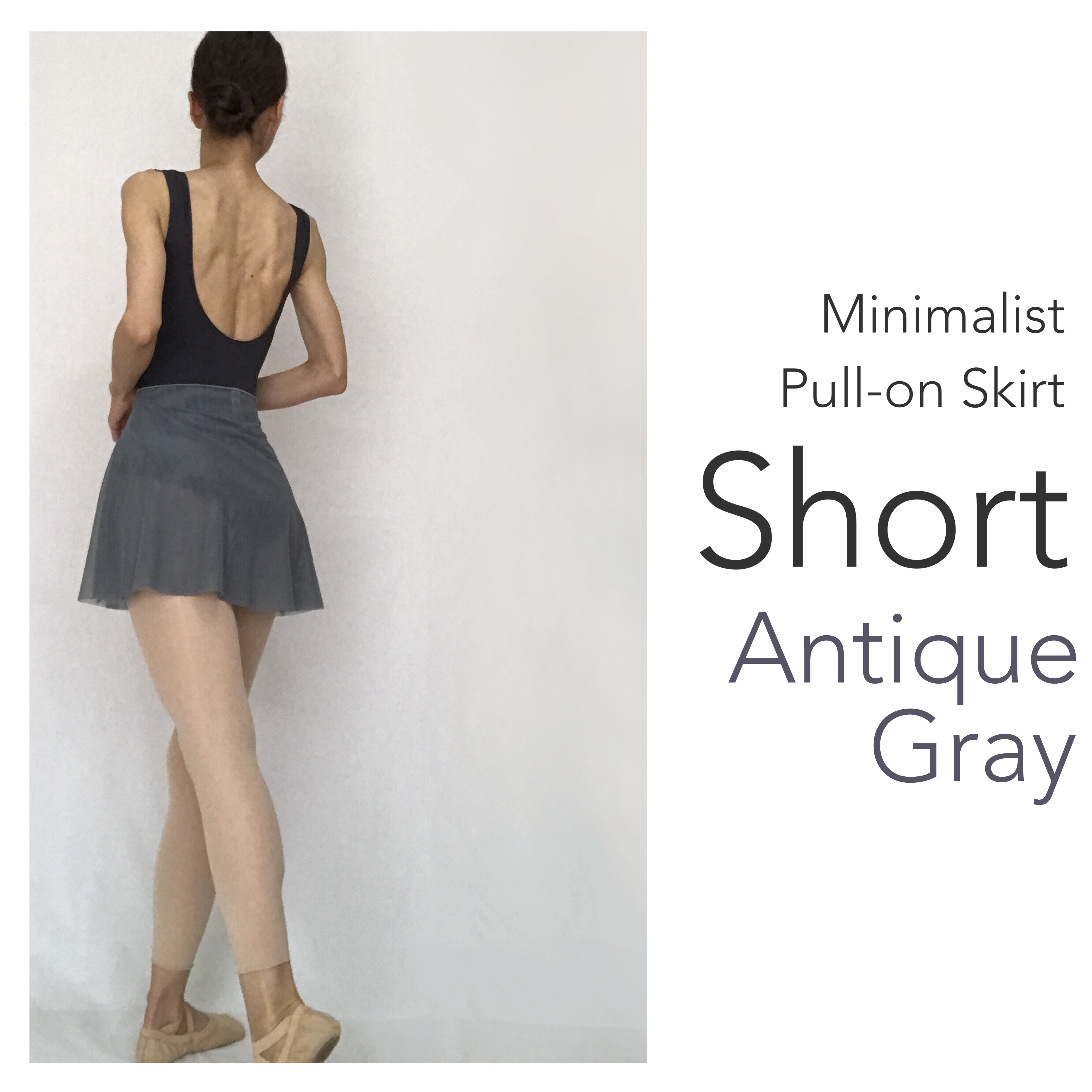 ◇[SHORT] Minimalist Ballet Skirt : Antique Gray (ショート丈・プル